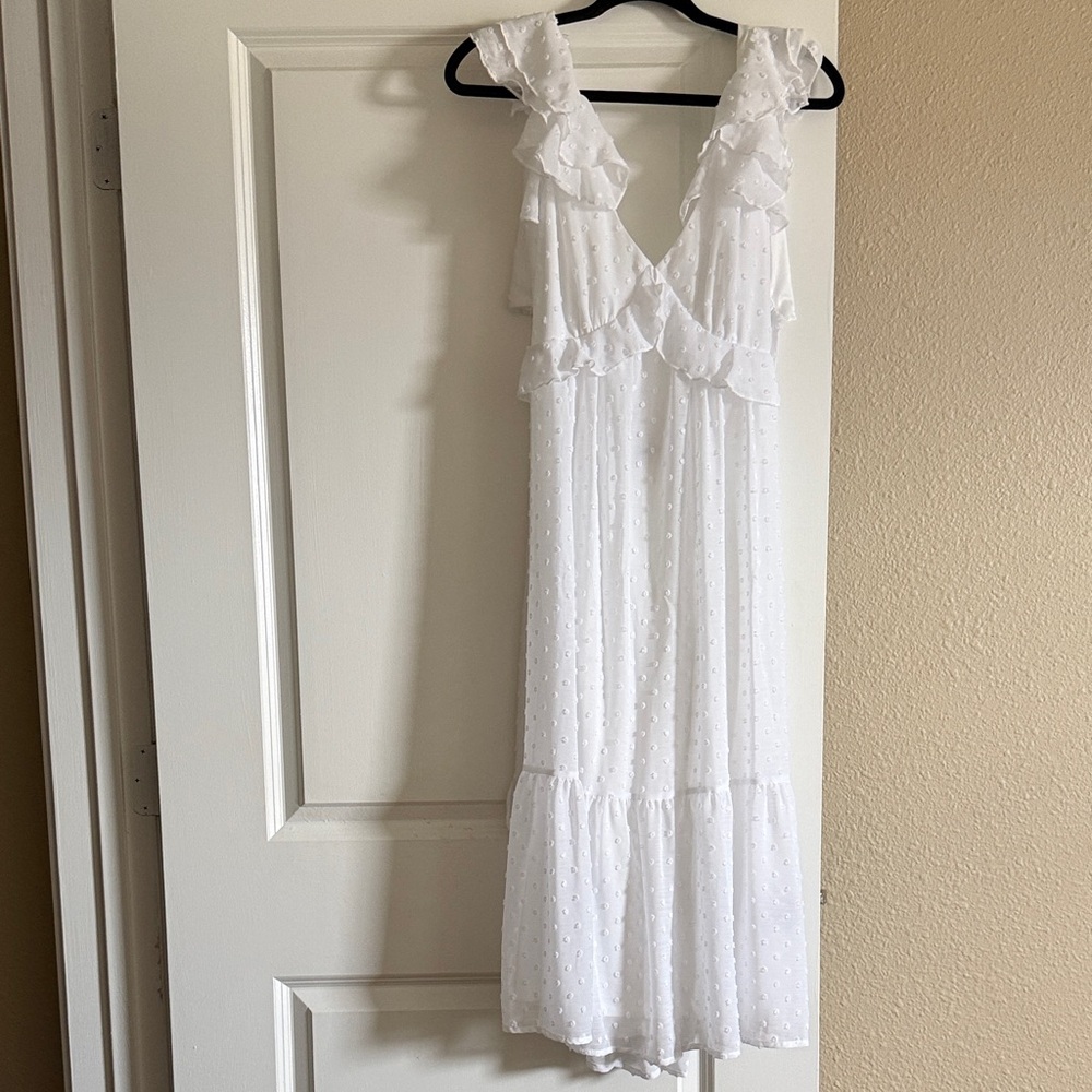 White Ruffled Sleeveless Dress